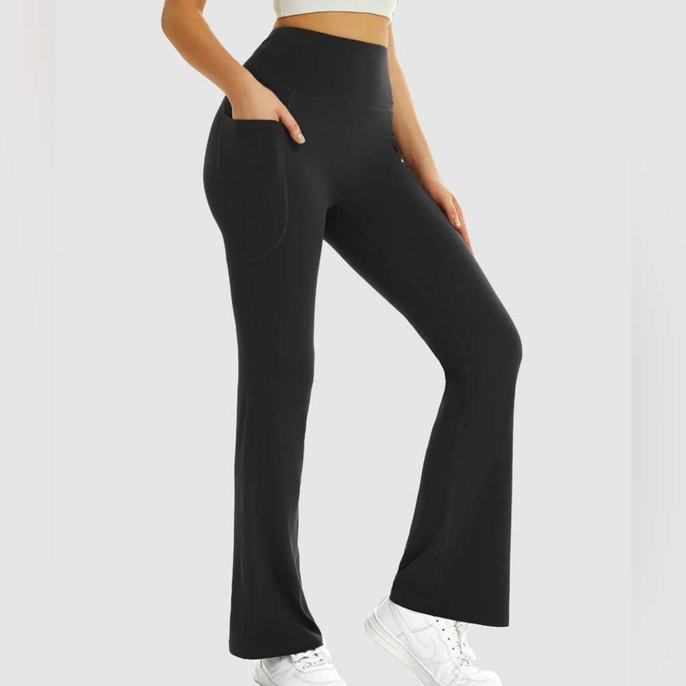 Women's Yoga Pants with Pockets High Waist Flared Leggings Bootcut Pants Sz L
